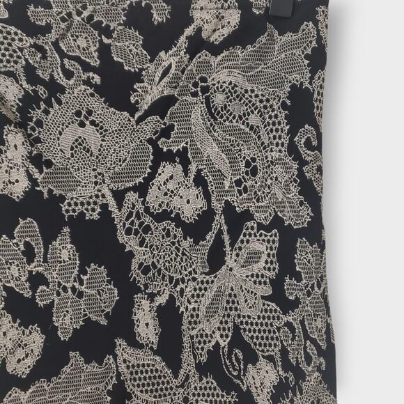 Newport News Asymmetrical Ruffled Mesh Dark Floral Midi Skirt Black Grey Medium - Picture 4 of 9